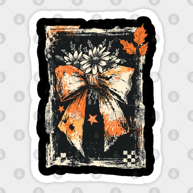 Vintage Halloween Bow Distressed Retro Gothic Creepy Cute Design Sticker by JessArty